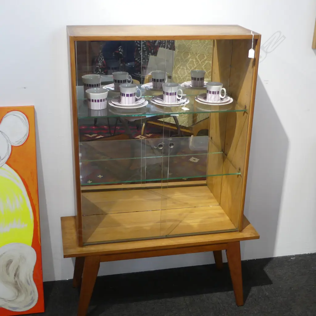 MID-CENTURY OAK DISPLAY CABINET 920x340x1340mm Image 1++