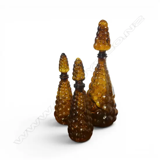 THREE MID-CENTURY BUBBLE GLASS BOTTLES