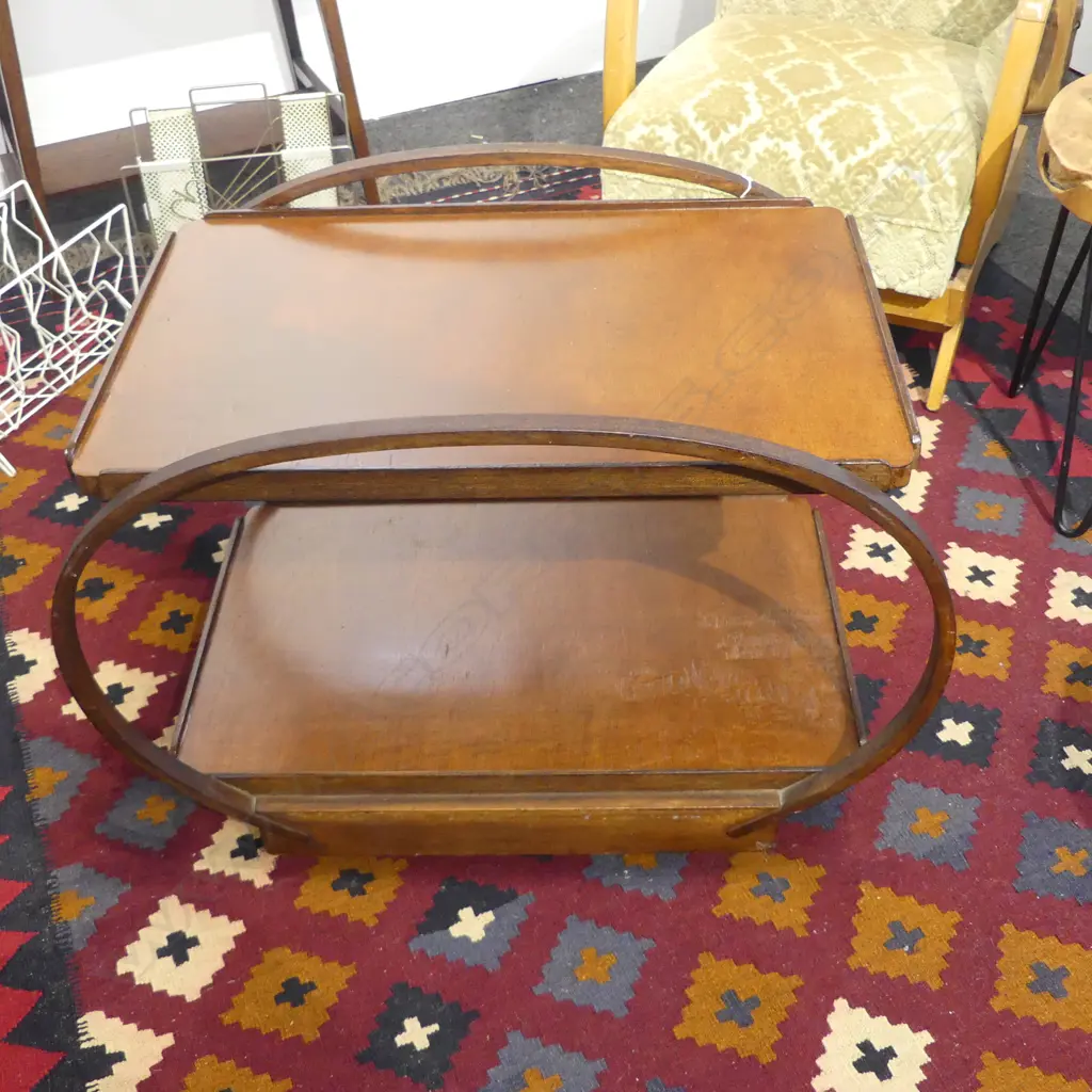 ART DECO OAK TEA TROLLEY 780x480x595mm Image 1++