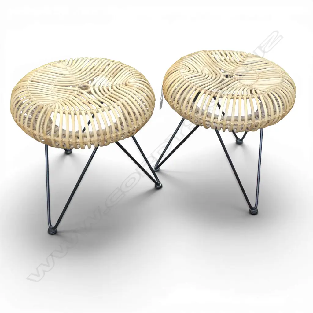 2 CONTEMPORARY BENT CANE SIDE TABLES H.440mm Image 1++