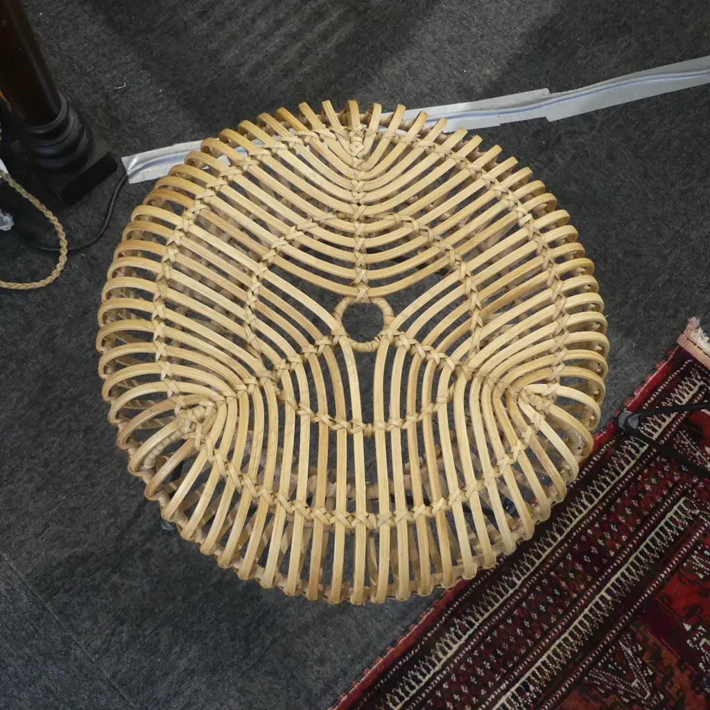 2 CONTEMPORARY BENT CANE SIDE TABLES H.440mm Image 1++