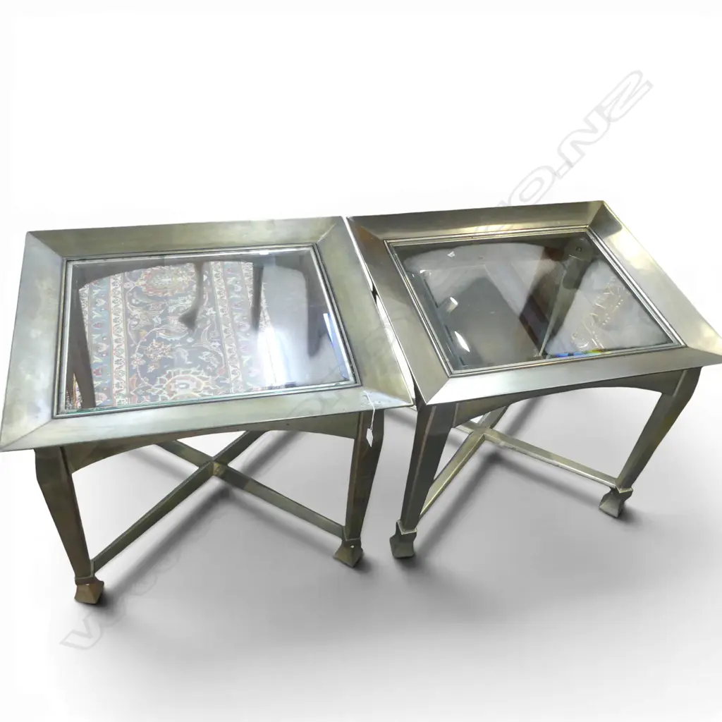 2 CONTEMPORARY SILVER FINISHED RECTANGULAR COFFEE/SIDE TABLES 610x710x610mm Image 1++