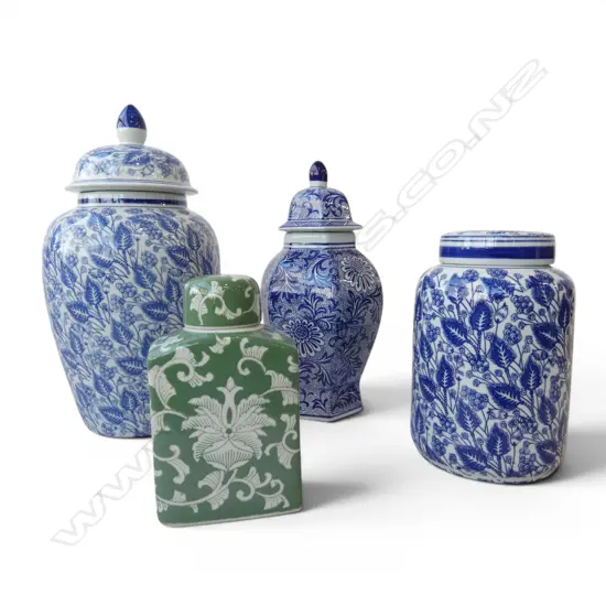 4 ORIENTAL LIDDED CONTAINERS H.425mm