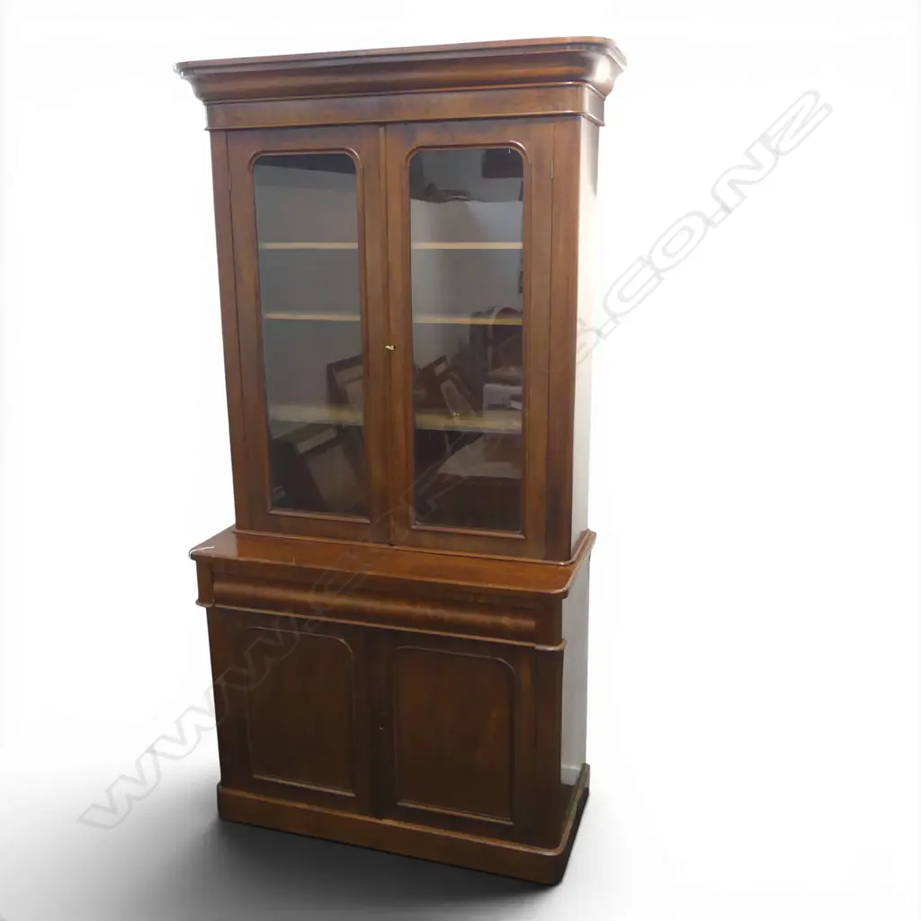 VICTORIAN MAHOGANY BOOKCASE CABINET Image 1++