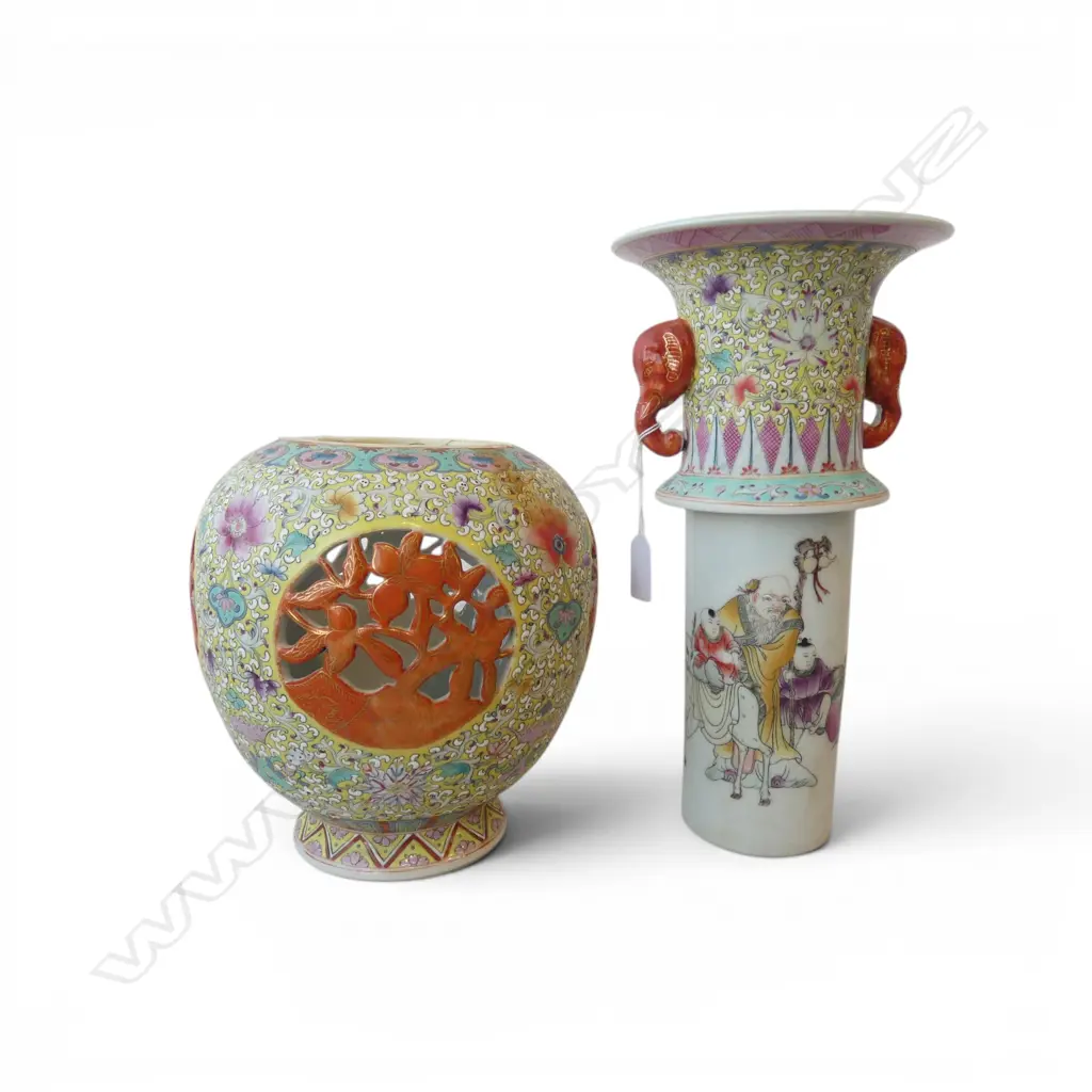 2 PART ORIENTAL VASE H.335mm Image 1++