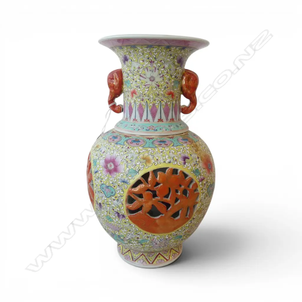 2 PART ORIENTAL VASE H.335mm Image 1++