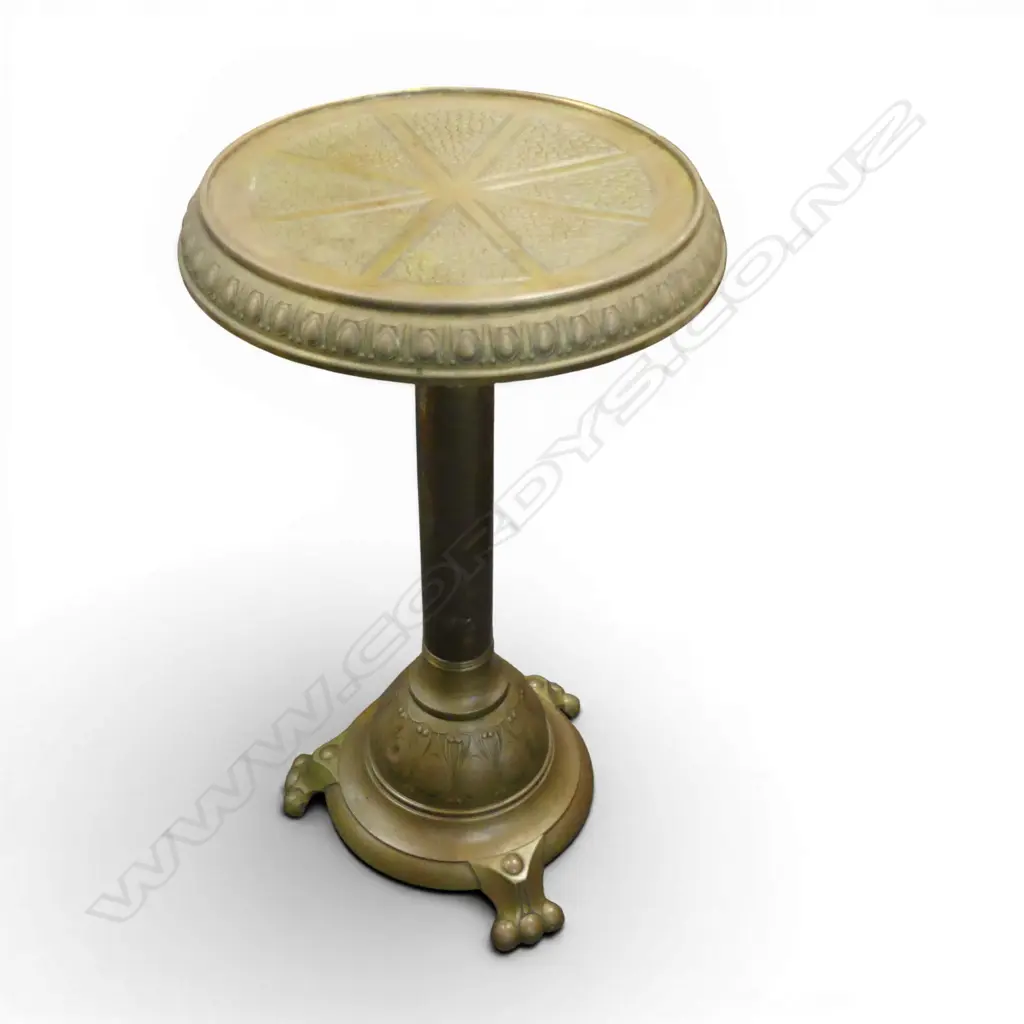 VINTAGE BRASS SIDE TABLE OF UNUSUAL ARTS & CRAFTS DESIGN H.705mm, 400mm dia Image 1++