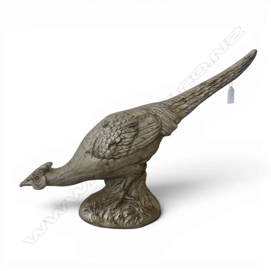 SILVER PAINTED PLASTER PHEASANT H.350mm Image 1++