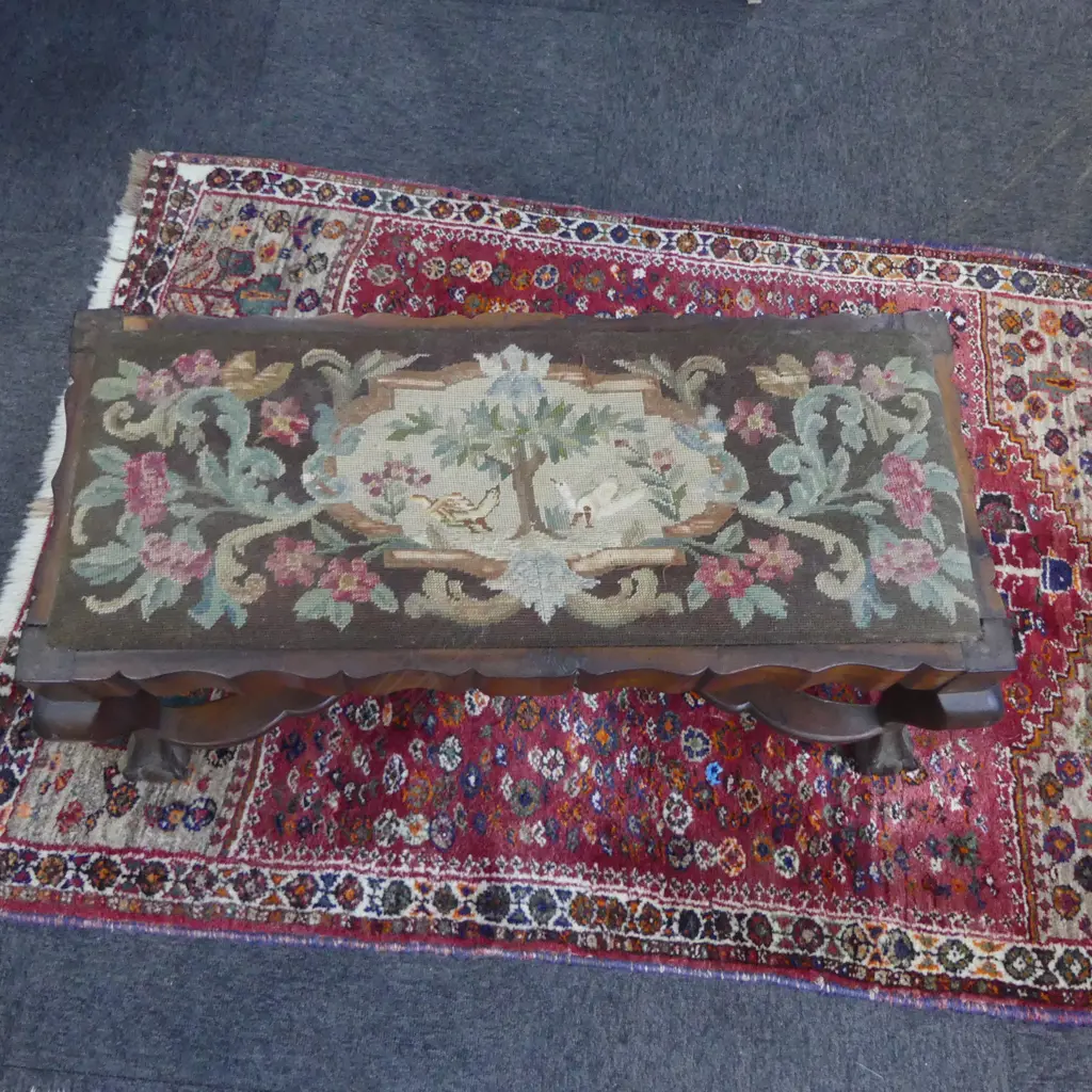 ANTIQUE STOOL, NEEDLEWORK SEAT 850x380x390mm Image 1++