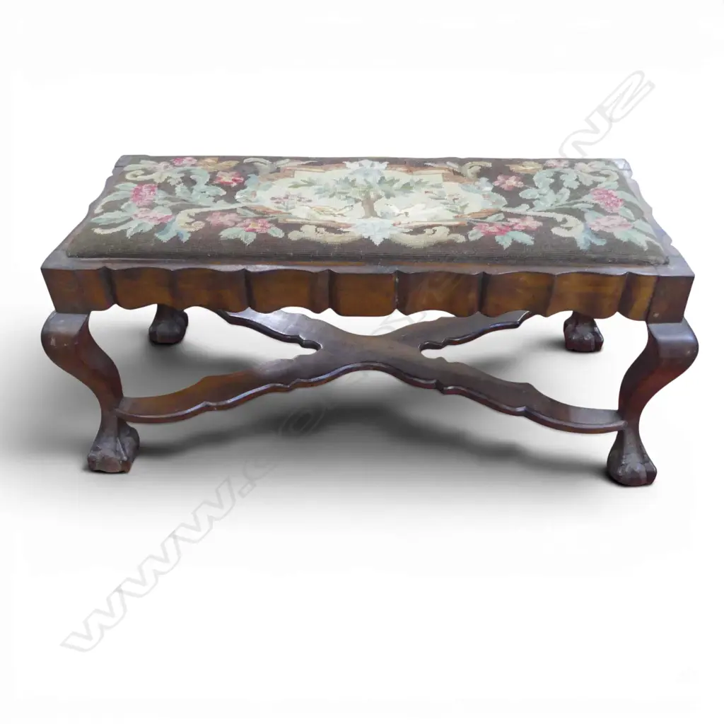 ANTIQUE STOOL, NEEDLEWORK SEAT 850x380x390mm Image 1++