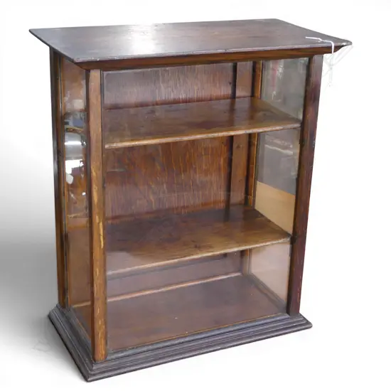 ANTIQUE OAK GLASS DISPLAY CABINET 440x230x510mm