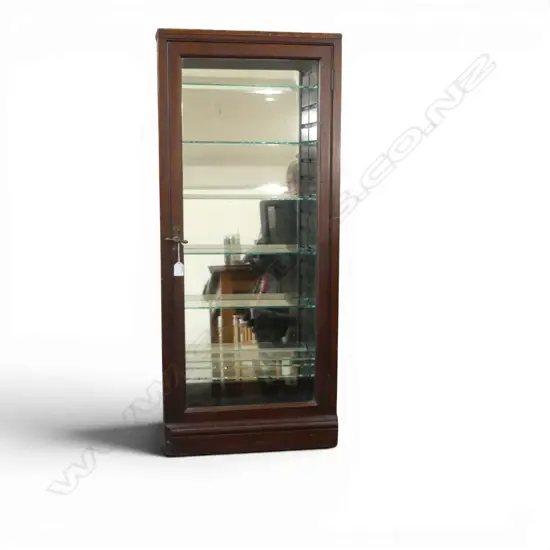 VINTAGE MAHOGANY GLASS SHOP/COLLECTORS CABINET 470x150x1110mm