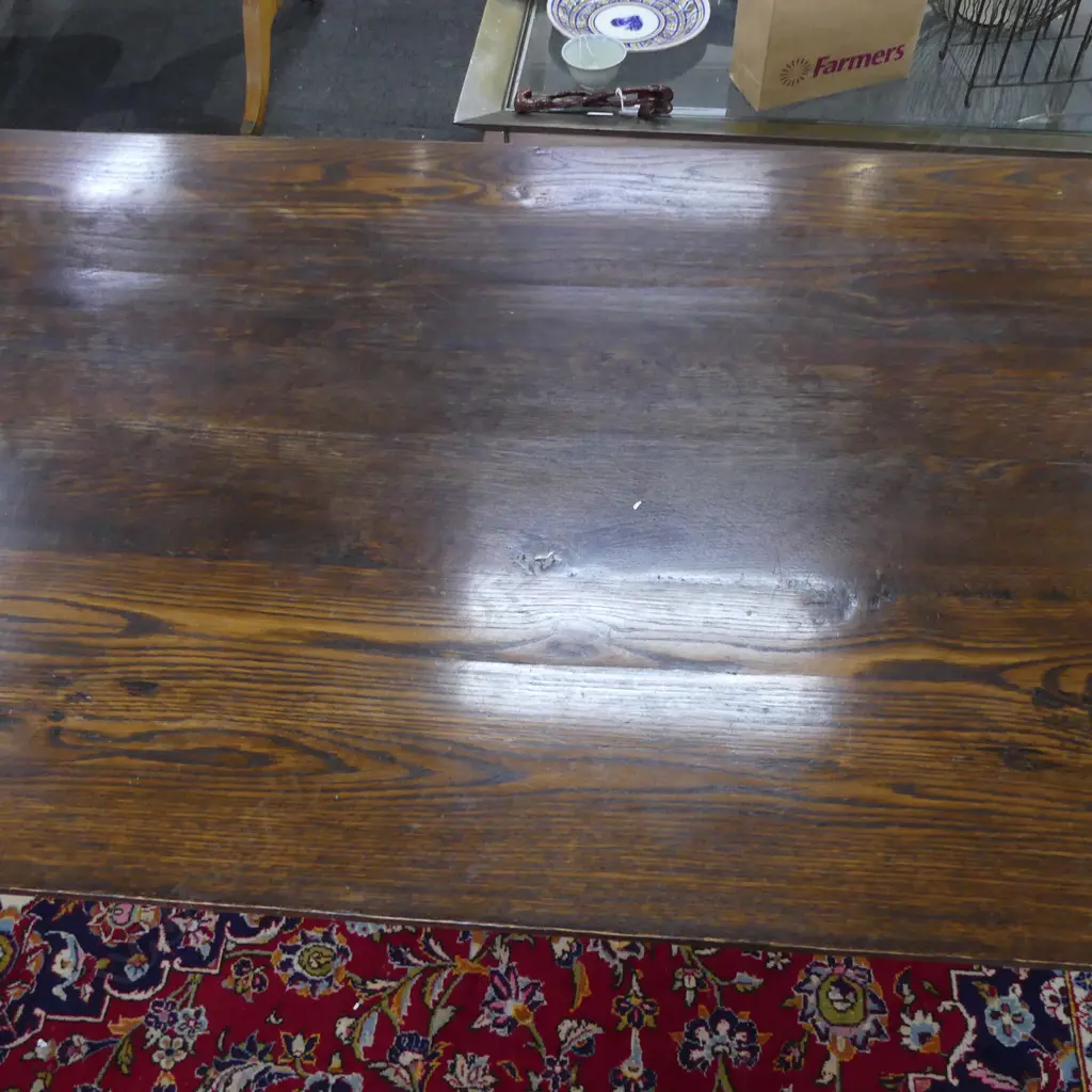 PLANK TOP DINING TABLE 2700x1010x750mm small subtle split in top about 300mm long Image 1++