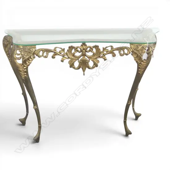 BRASS FRENCH STYLE CONSOLE TABLE with glass top 1070x320x820mm