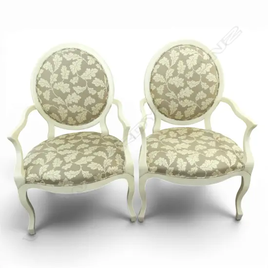PR FRENCH STYLE UPHOLSTERED ARMCHAIRS