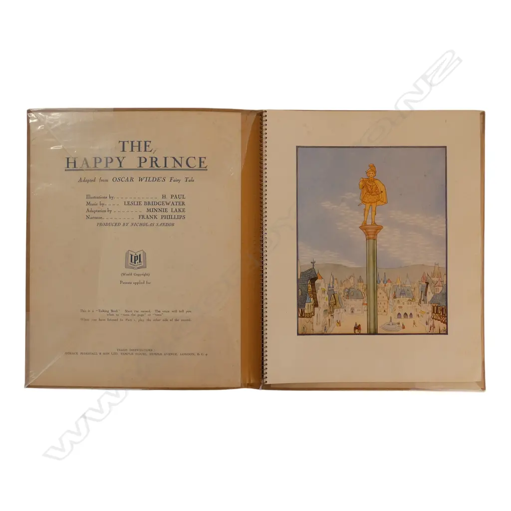 2 VINTAGE TALKING BOOKS 'The Happy Prince' by Oscar Wilde & 'The First Christmas Morning' color plates & 78rpm record Image 1++