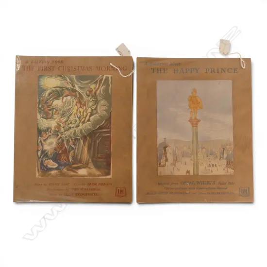 2 VINTAGE TALKING BOOKS 'The Happy Prince' by Oscar Wilde & 'The First Christmas Morning' color plates & 78rpm record