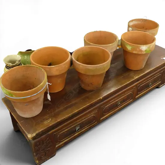 6 MID 20thC CRUM POTTERY TERRACOTTA PLANT POTS H.210mm