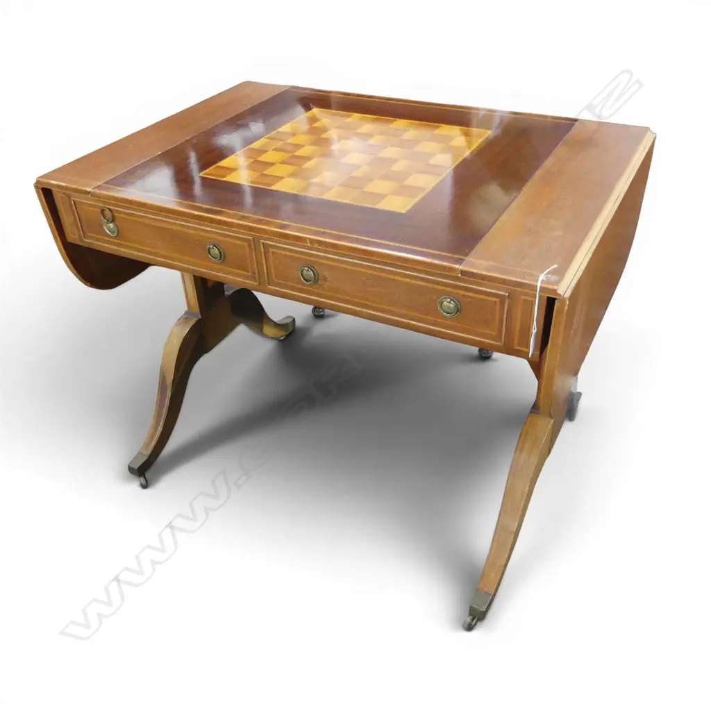 SOFA TABLE w. INSET BACKGAMMON / CHESS BOARD 1000x660x740mm Image 1++