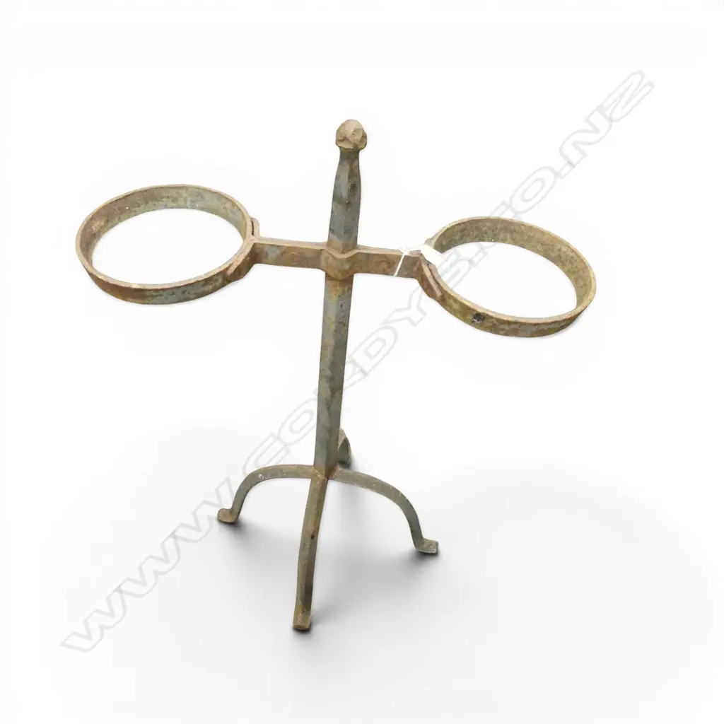 VINTAGE WROUGHT IRON DOUBLE POT PLANT STAND H.580mm Image 1++