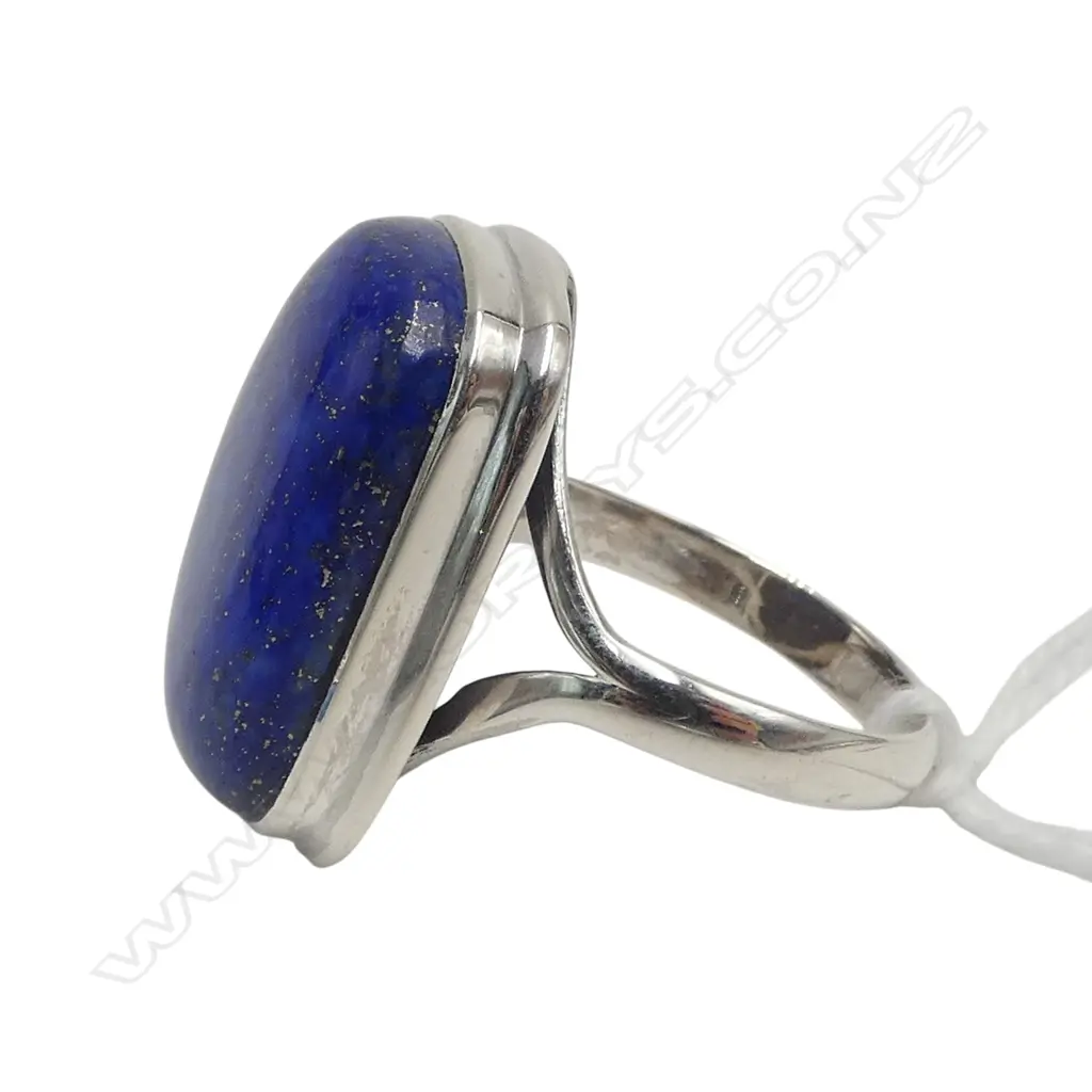 SILVER LAPIS LAZULI RING SIZE Q1/2 Image 1++