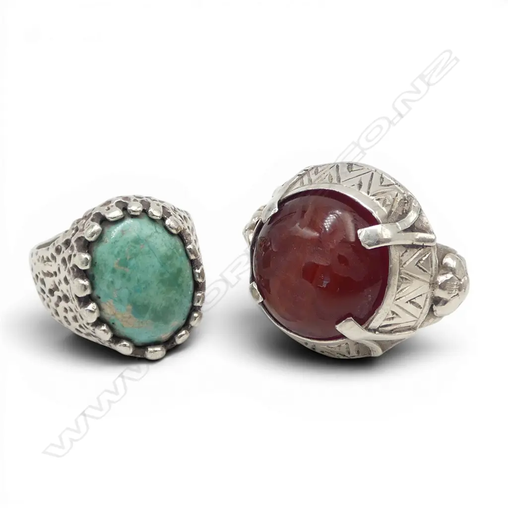 2 STONE SET RINGS  SIZE N & Q/R? Image 1++
