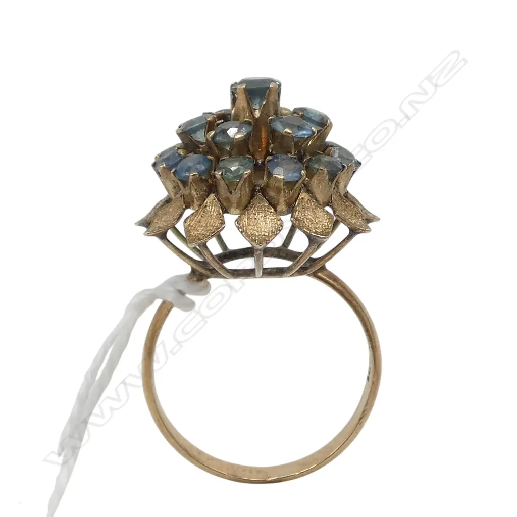 14CT RETRO SAPPHIRE DRESS RING, 4.8gms SIZE P Image 1++