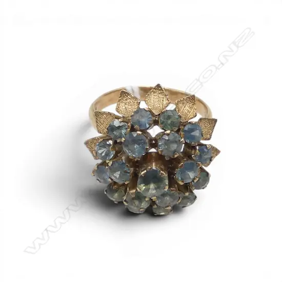 14CT RETRO SAPPHIRE DRESS RING, 4.8gms SIZE P