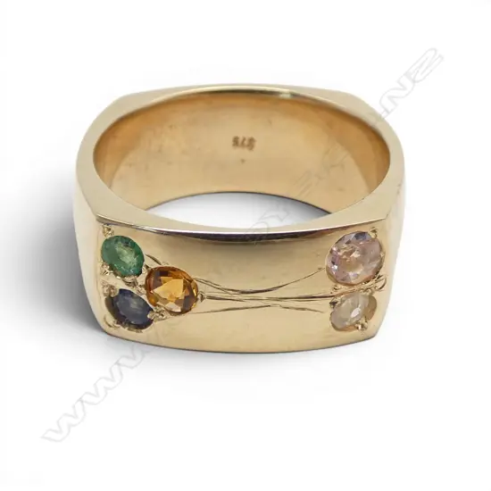 BESPOKE GENTS 9CT GOLD AND GEMSTONE SET RING 17.33gms (From the estate of jeweller Simon Misdale) SIZE X