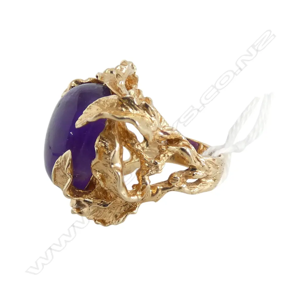 HAND MADE DESIGNER 14CT AMETHYST RING, 17.8gms SIZE J Image 1++