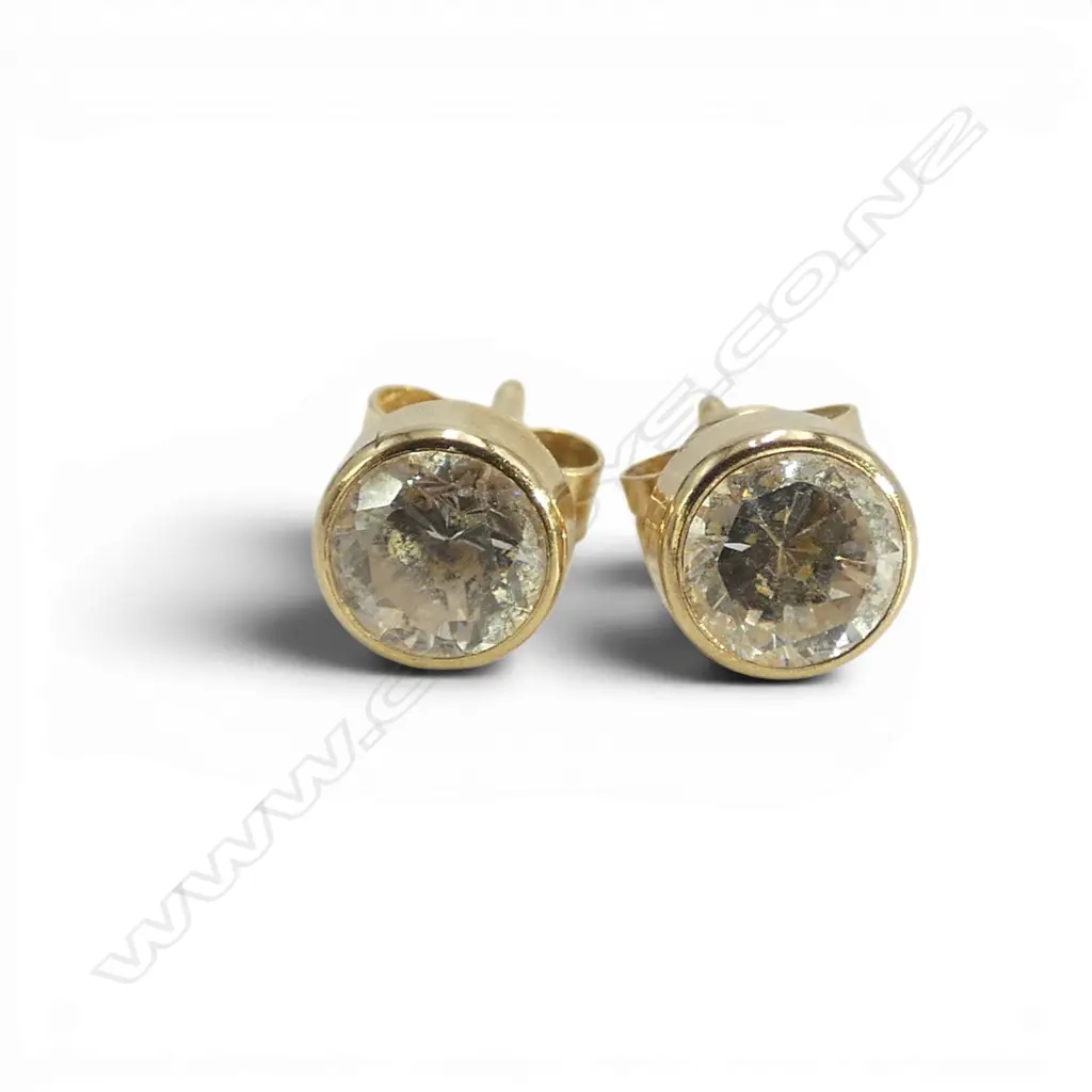 PR 9ct & CZ EARRINGS, 0.77gm Image 1++