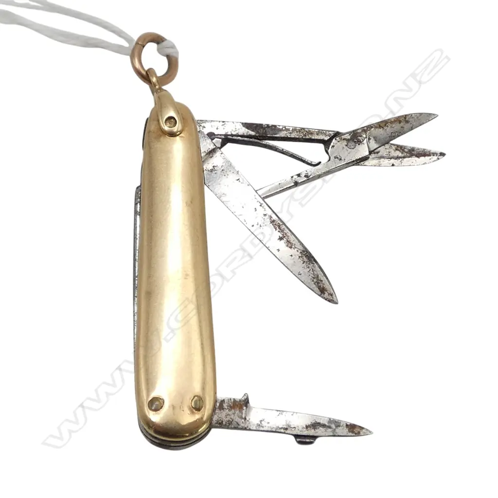 14ct gold covered & steel small pendant pocket knife Image 1++