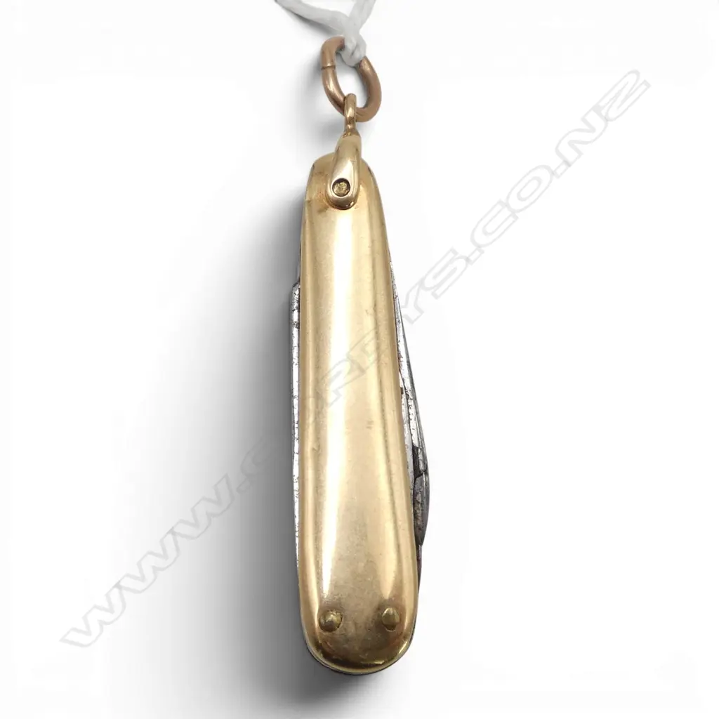14ct gold covered & steel small pendant pocket knife Image 1++