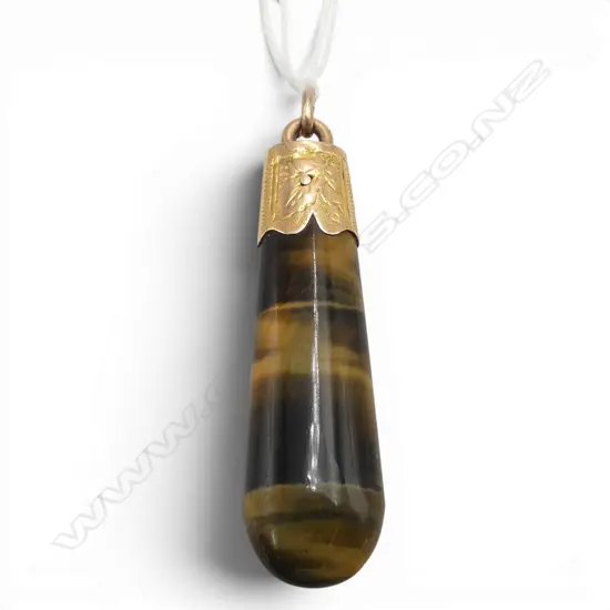 15ct gilded TIGERSEYE PENDANT L.50mm 8.1gms