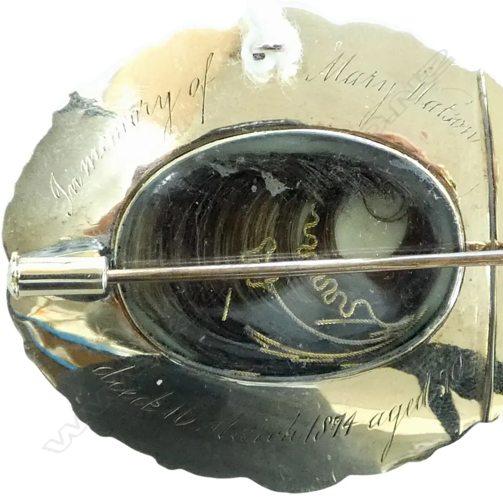 # Victorian 9ct gold black enamel and pearl mourning brooch, with hair locket to reverse.20gms.  Image 1++