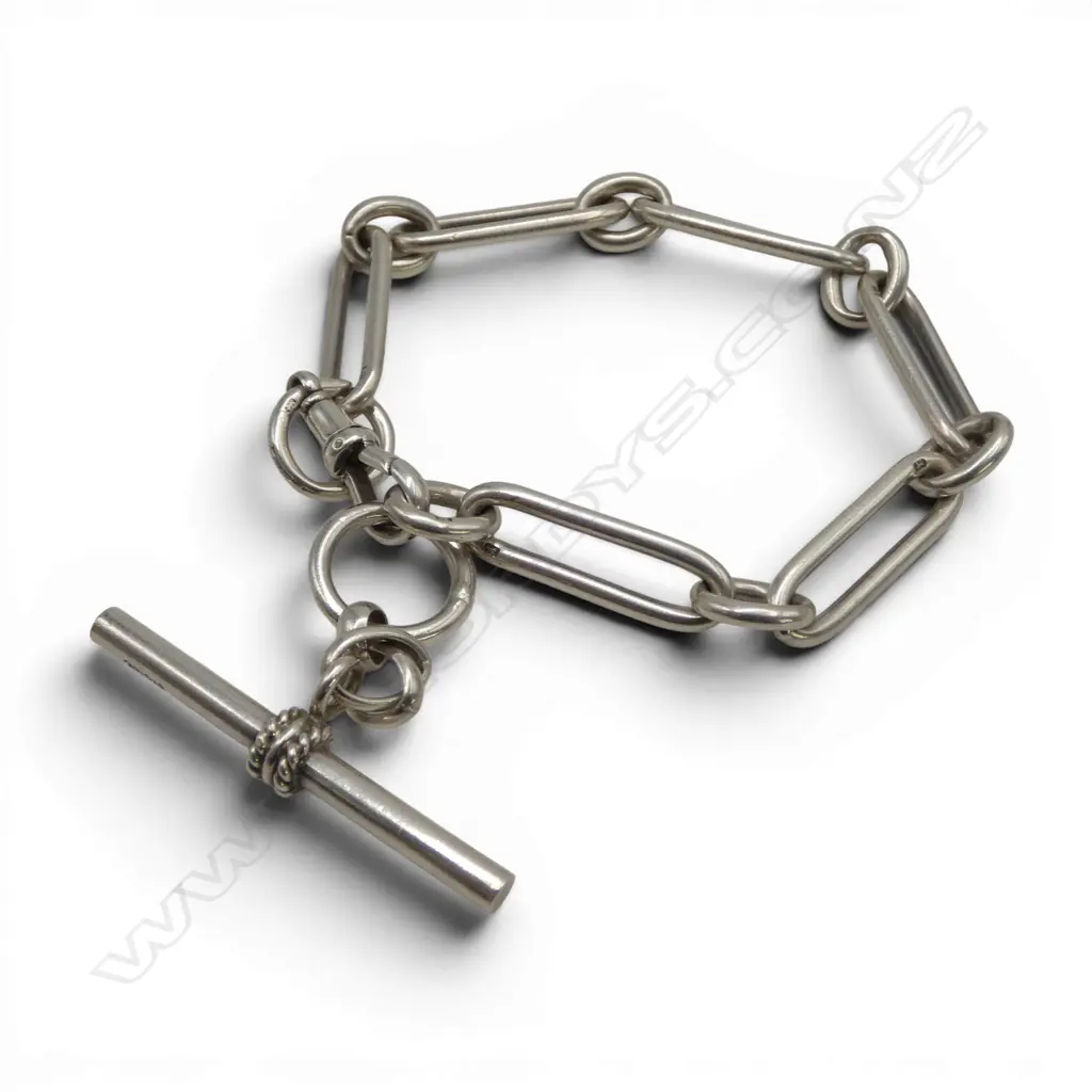 STG SILVER ALBERT CHAIN  BRACELET 38gms Image 1++