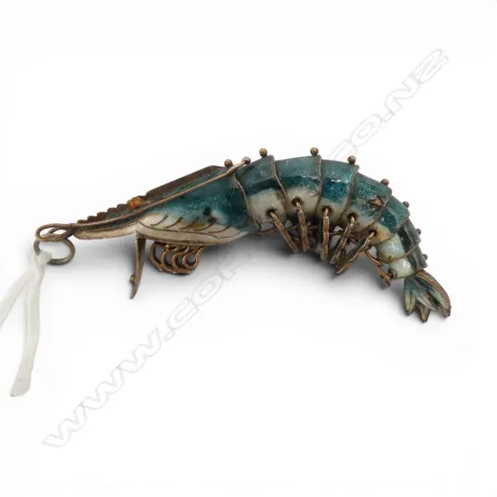 SILVER & ENAMEL ARTICULATED PRAWN, L.70mm 12gms