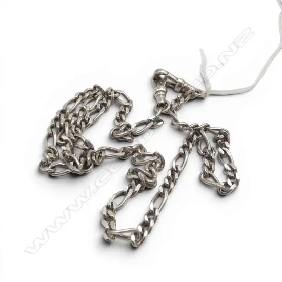 STG SILVER FLAT curb link NECK CHAIN. L.450mm. 17.5gms