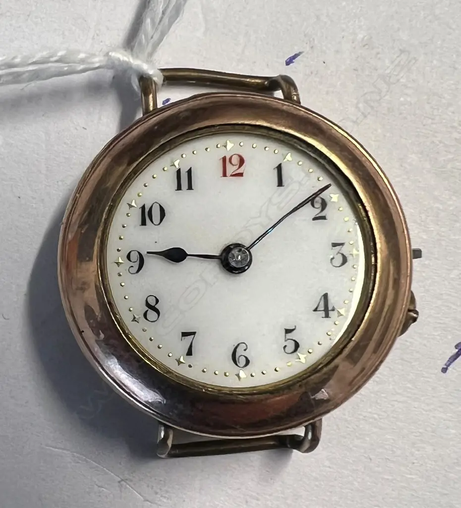 Early 20thC rose gold plated case ladies wristwatch no strap or winder a.f Image 1++