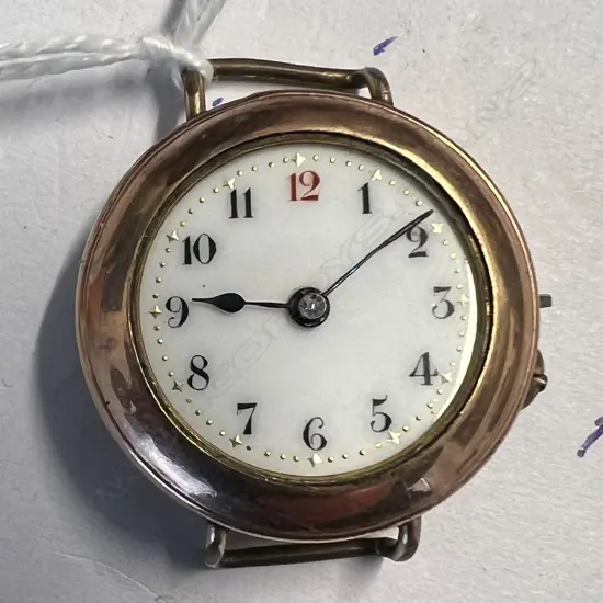 Early 20thC rose gold plated case ladies wristwatch no strap or winder a.f