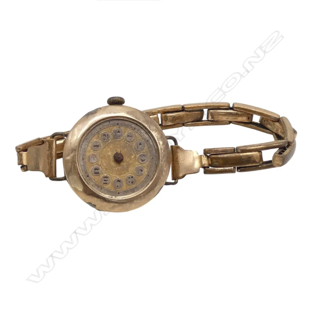 Early 20thC 9CT rose gold cased ladies wristwatch plated strap FAULTS Image 1++