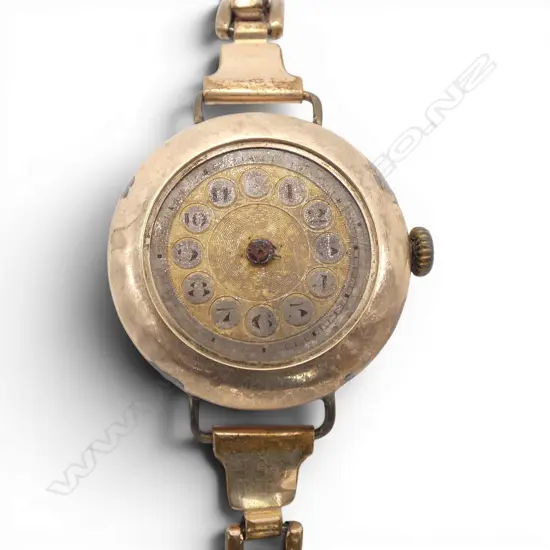 Early 20thC 9CT rose gold cased ladies wristwatch plated strap FAULTS