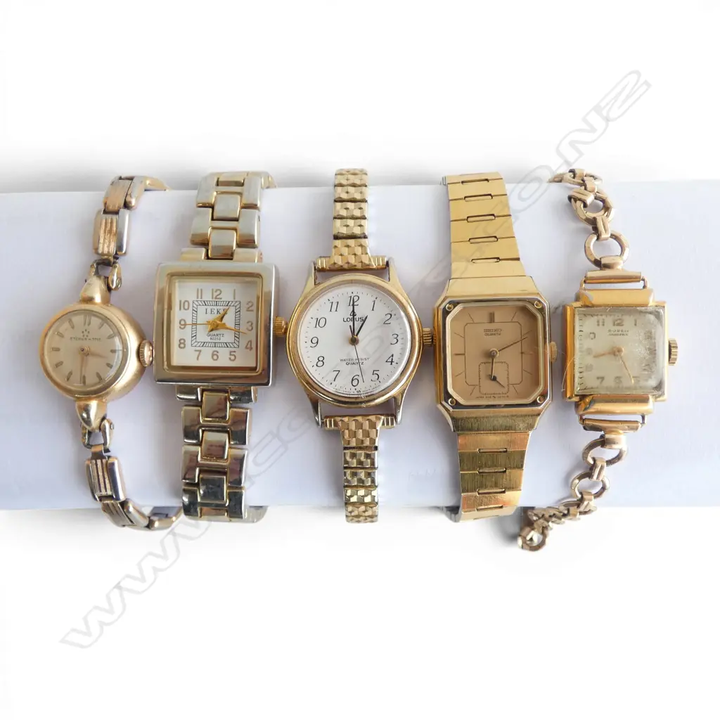 5 LADIES WRIST WATCHES: Eterna-matic + Buren + Lorus Image 1++