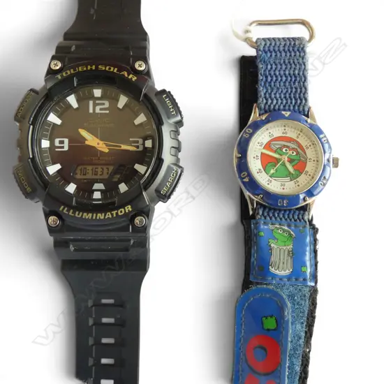 2 WRIST WATCHES; CASIO, SESAME STREET OSCAR