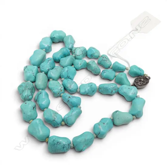 Turquoise polished nugget bead necklace