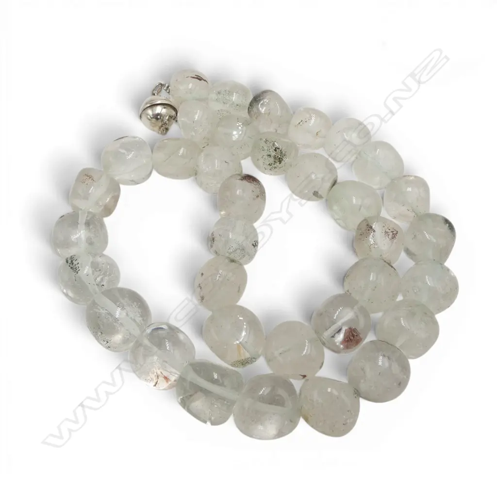 CRYSTAL BEAD NECKLACE w. 925 SILVER CLASP L.550mm Image 1++