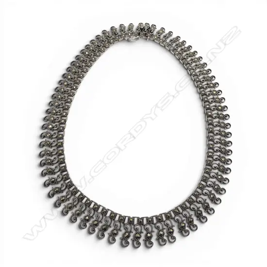 EARLY 20thC STG SILVER & MARCASITE NECKLACE L.370mm