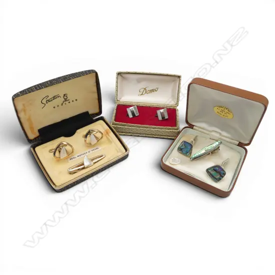 THREE PR OF VINTAGE CUFFLINKS INCL STG SIL