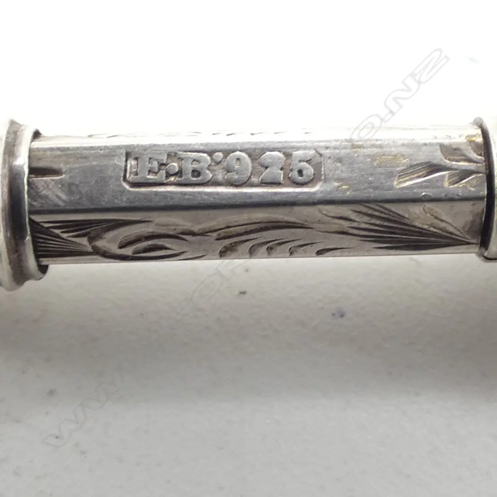 Victorian silver engraved propelling pencil stone set end. Image 1++