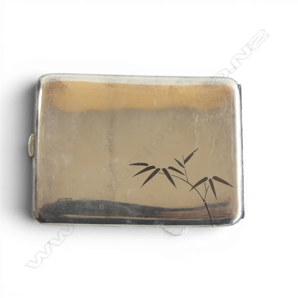VINTAGE JAPANESE OKUBO NIELLO STG SILVER CIG. CASE stamped 950 104gms Image 1++